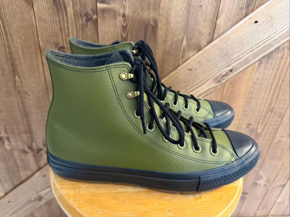 Converse Chuck Taylor All Star Winter Leather High Dark Moss Men’s 8.5 Women’s 1